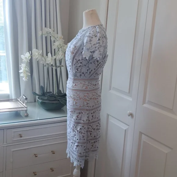 NWOT REISS Womens Pale Blue Lace Cap Sleeve Party/Wedding‎ Guest Dress S-0 - Picture 3 of 10